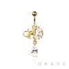 316L SURGICAL STEEL WHIMSICAL CAT DANGLE CZ DROP DANGLE BELLY BUTTON NAVEL RING 